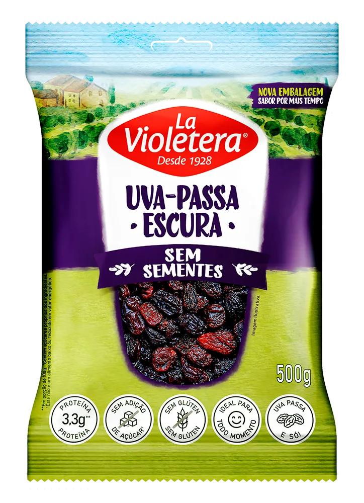 Uva-passa Escura sem semente La Violetera 500g