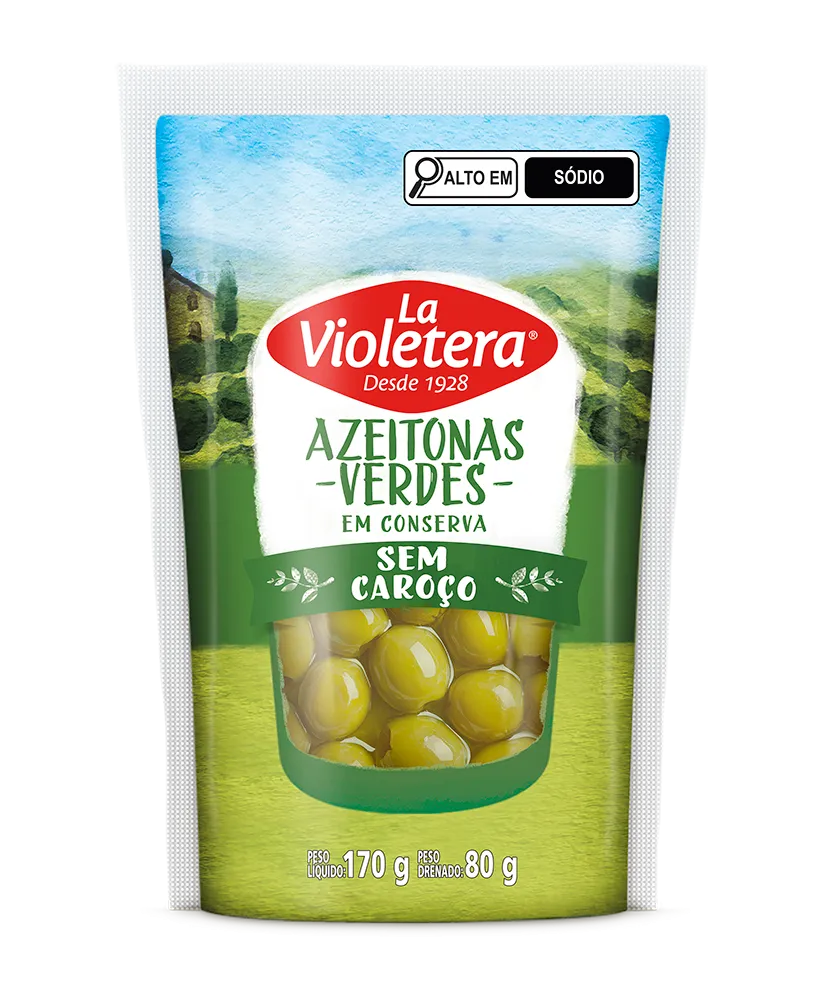 Azeitona Verde sem Caroço La Violetera Doy Pack 80g