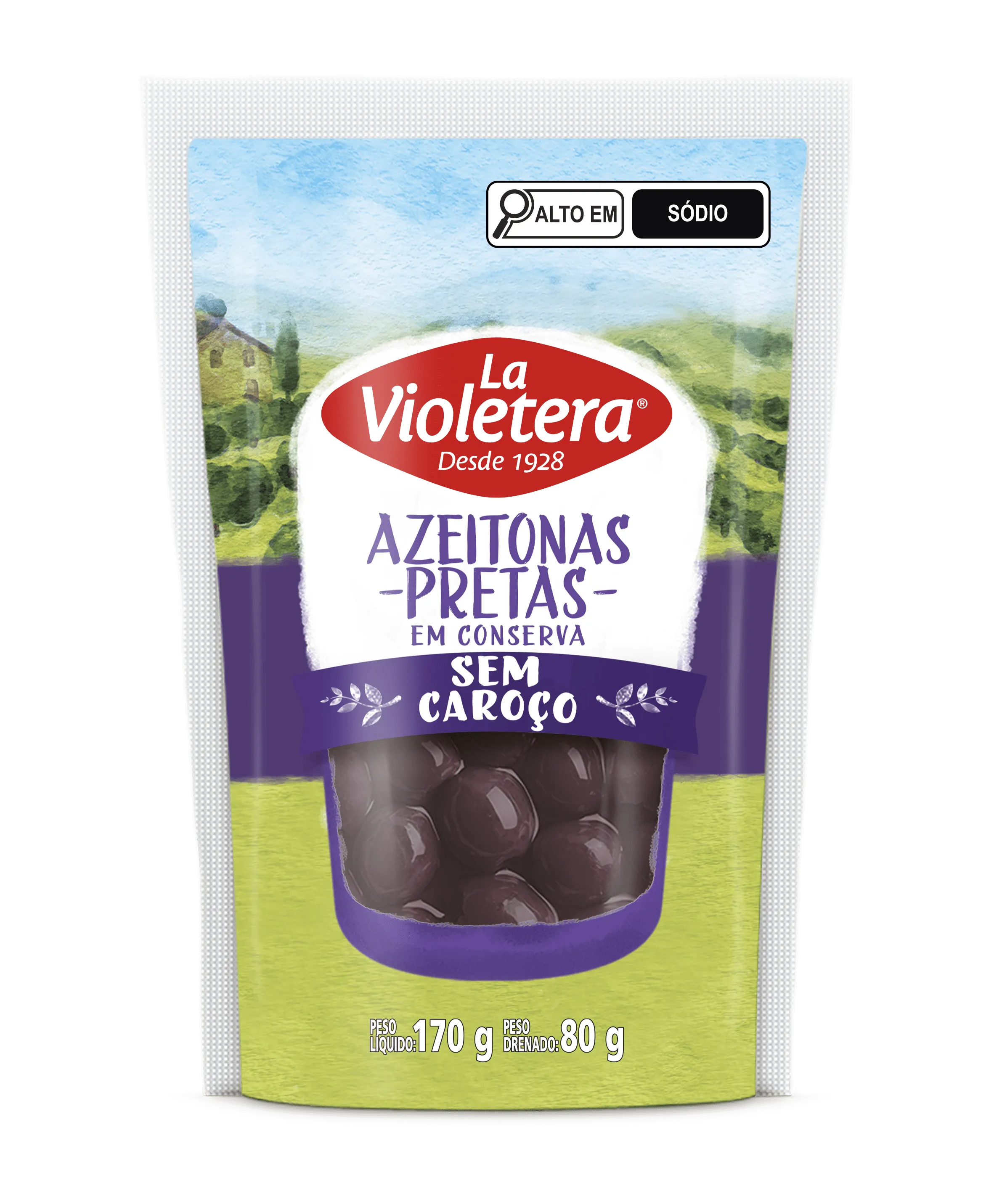 Azeitona Preta sem Caroço La Violetera Doy Pack 80g