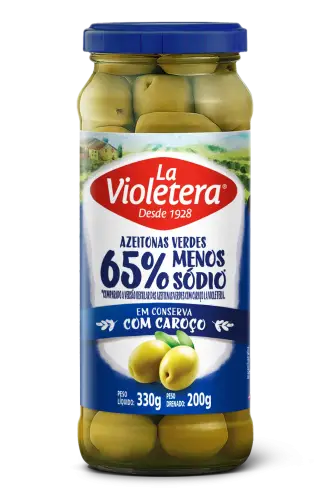 Azeitona Verde com caroço La Violetera Menos Sódio 200g