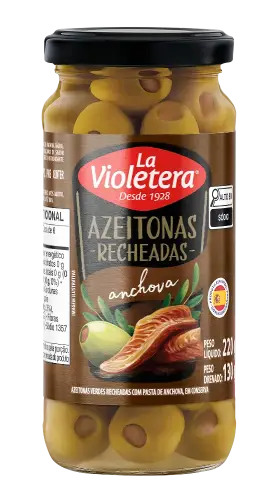 Azeitona Verde Recheada com Anchovas La Violetera 130g