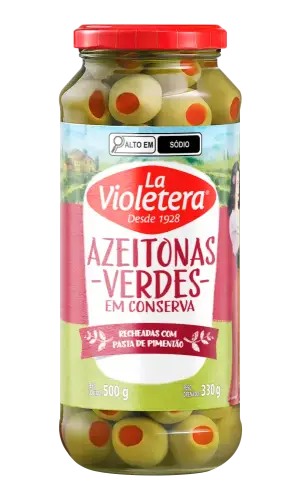 Azeitona Verde Recheada Com Pasta De Pimentão La Violetera 330g